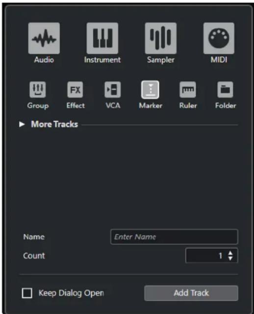 STEINBERG Cubase Pro 13 - Boîte de dialogue Ajouter une piste - Marqueur - 1