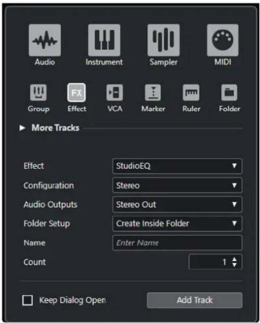 STEINBERG Cubase Pro 13 - Boîte de dialogue Ajouter une piste - Effet - 1