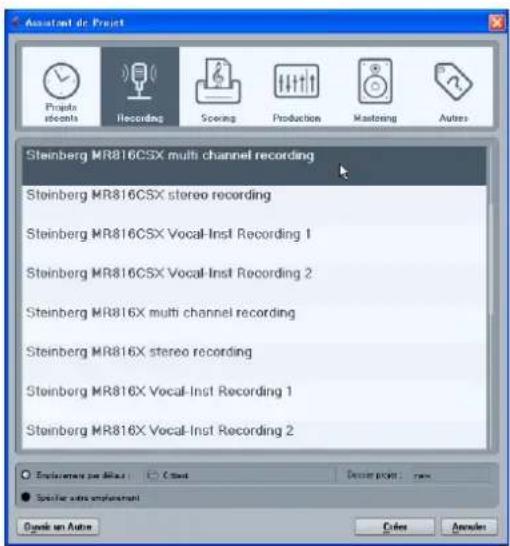 STEINBERG MR816X - 3Lorsque la fenêtre Assistant de Projet apparaît, cliquez sur [Recording] (Enregistrement). - 1
