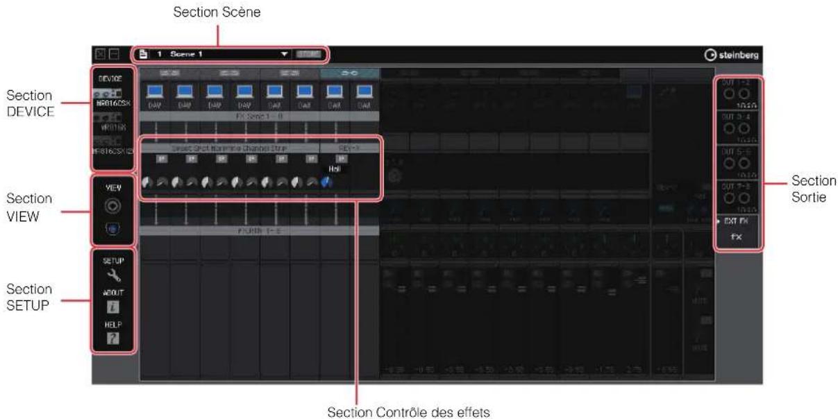 STEINBERG MR816X - Fenêtre principale pour « EXT FX » en mode Effet externe : - 1