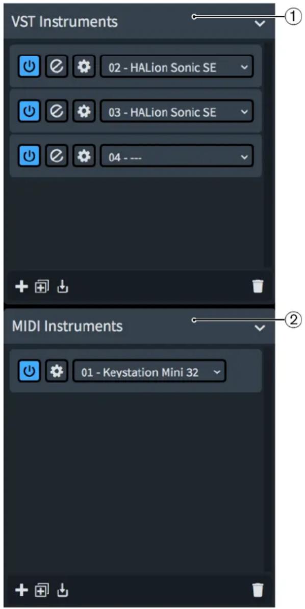 STEINBERG Dorico SE 3 - Panneau Instruments VST et MIDI - 1