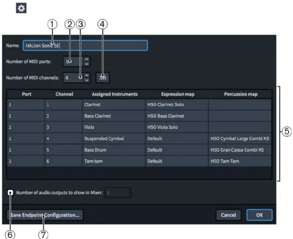 STEINBERG Dorico SE 3 - Boîte de dialogue Configuration des terminaisons - 1