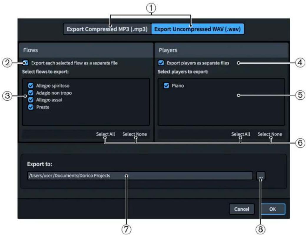 STEINBERG Dorico SE 3 - Boîte de dialogue Exporter audio - 1