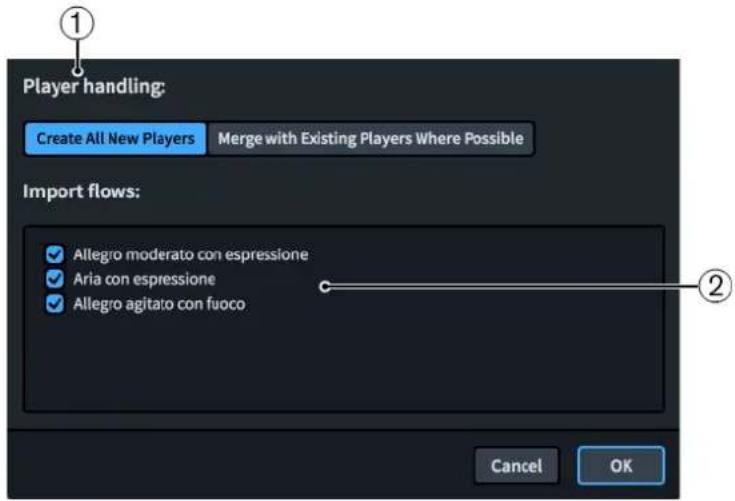 STEINBERG Dorico SE 3 - Boîte de dialogue Options d'importation des blocs - 1