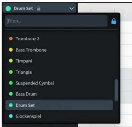 STEINBERG Dorico Elements 4 - Menu des instruments - 1