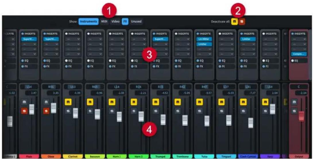 STEINBERG Dorico Elements 4 - Fenêtre Console de mixage - 1