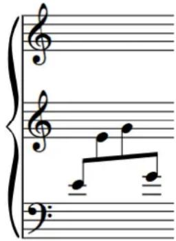 STEINBERG Dorico Elements 4 - Placement des ligatures inter-portées en cas de portées multiples - 2