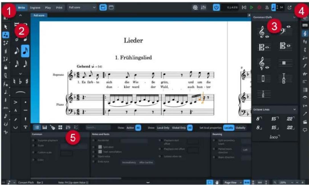 STEINBERG Dorico Elements 4 - Fenêtre de projet en mode Écriture - 1