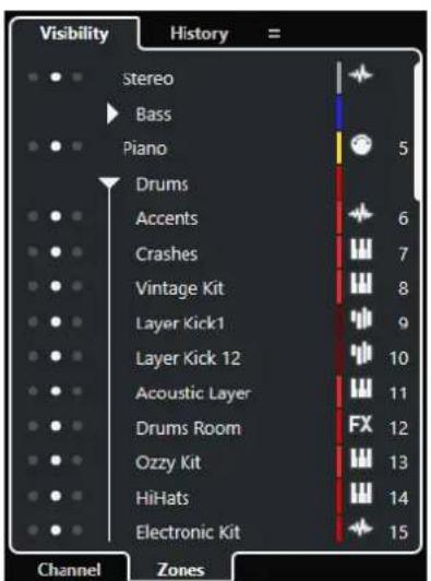 STEINBERG Cubase Artist 13 - Zone gauche de la MixConsole - 1