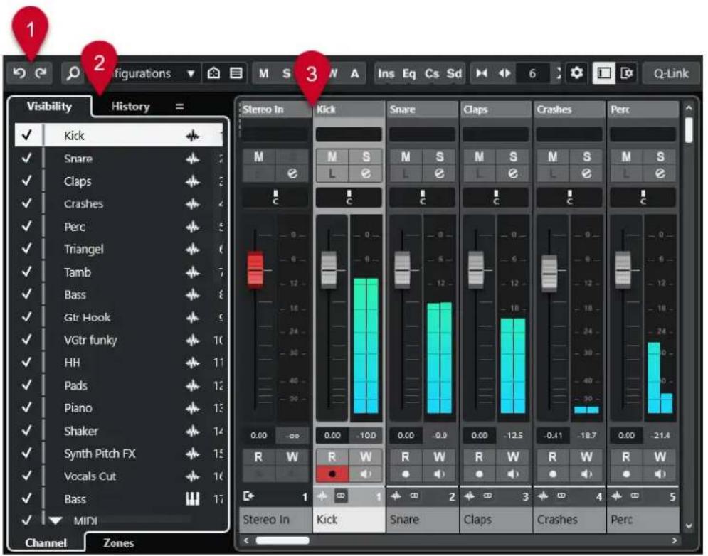 STEINBERG Cubase Artist 13 - Fenêtre de la MixConsole - 1
