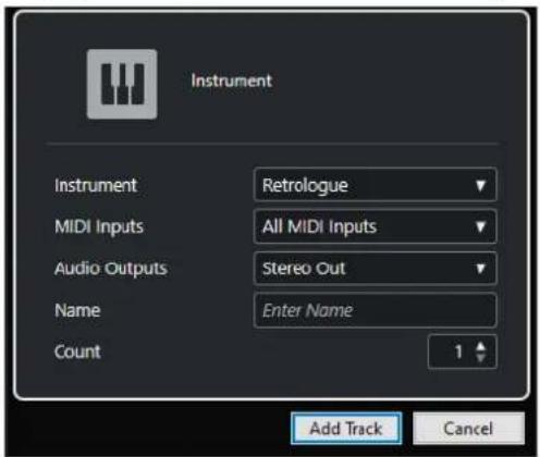STEINBERG Cubase Artist 13 - Boîte de dialogue Ajouter une piste - Instrument - 2