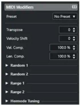 STEINBERG Cubase Artist 13 - Section Paramètres MIDI - 1