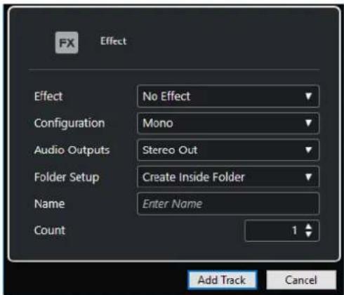 STEINBERG Cubase Artist 13 - Boîte de dialogue Ajouter une piste - Effet - 2