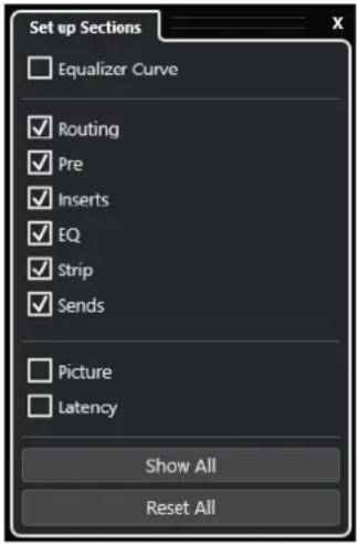 STEINBERG Cubase Artist 13 - Panneau Configurer les sections des voies - 1