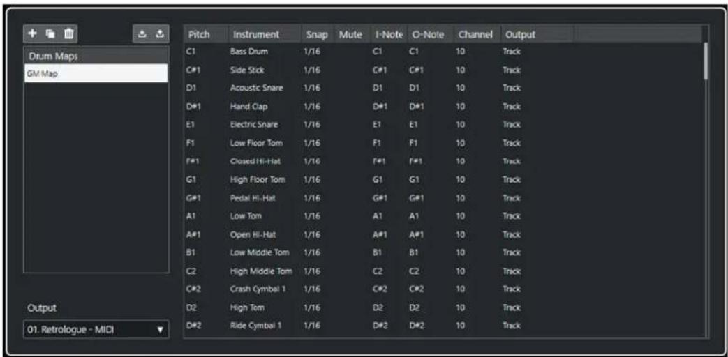 STEINBERG Cubase Artist 13 - Boîte de dialogue Configuration des Drum Maps - 1