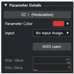 STEINBERG Cubase Artist 13 - Section Détails du paramètre - 1