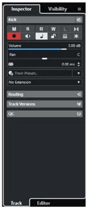 STEINBERG Cubase Artist 13 - Zone gauche de la fenêtre Projet - 1