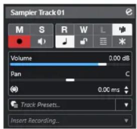 STEINBERG Cubase Artist 13 - Section Paramètres de base des pistes Échantillonneur - 1