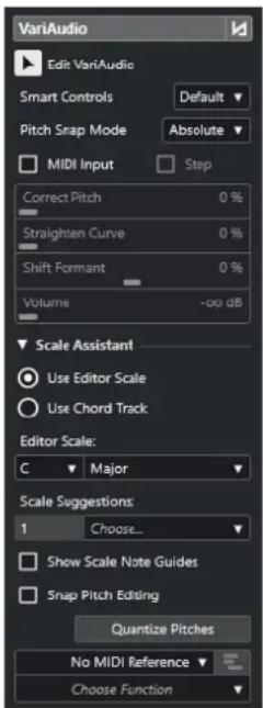 STEINBERG Cubase Artist 13 - Section VariAudio de l'Inspecteur - 1