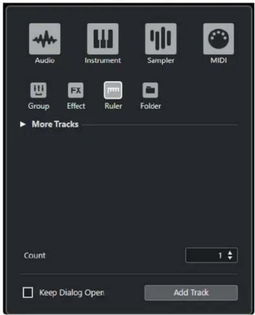 STEINBERG Cubase Artist 13 - Boîte de dialogue Ajouter une piste - Règle - 1