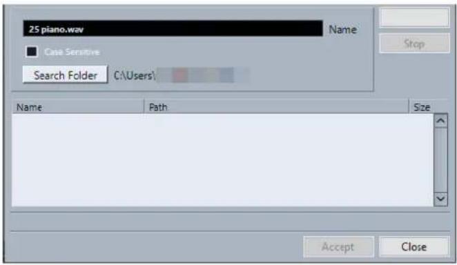 STEINBERG Cubase Artist 13 - Boîte de dialogue Rechercher un fichier - 1