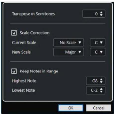 STEINBERG Cubase Artist 13 - Boîte de dialogue Configuration de la transposition - 1