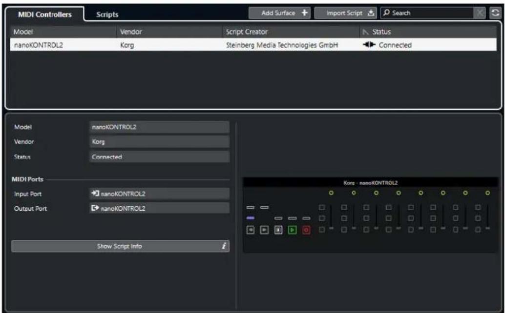 STEINBERG Cubase Artist 13 - Fenêtre Gestionnaire MIDI Remote - 1