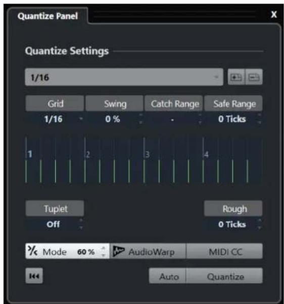 STEINBERG Cubase Artist 13 - Panneau de quantification - 1