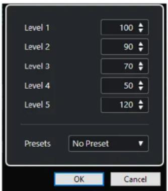STEINBERG Cubase Artist 13 - Boîte de dialogue Vélocités d'insertion MIDI - 1