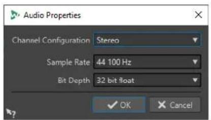 STEINBERG WaveLab Elements 11 - Boîte de dialogue Propriétés audio - 1