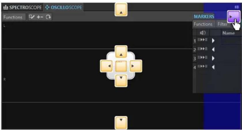 SPECTROSCOPE OSCILLOSCOPE Functions L R MARKERS Functions Filter Name