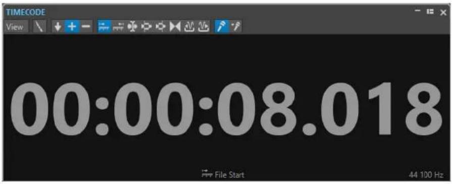 TIMECODE View 00:00:08.018 File Start 44 100 Hz