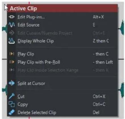 STEINBERG WaveLab Elements 11 - Menus contextuels - 1