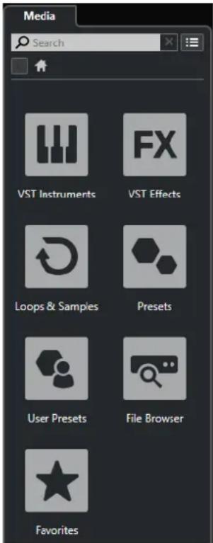 STEINBERG Cubase LE 10.5 - Rack de Média dans la zone droite - 1