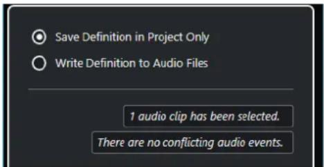 STEINBERG Cubase LE 10.5 - Boîte de dialogue Régler définition en fonction du tempo - 1