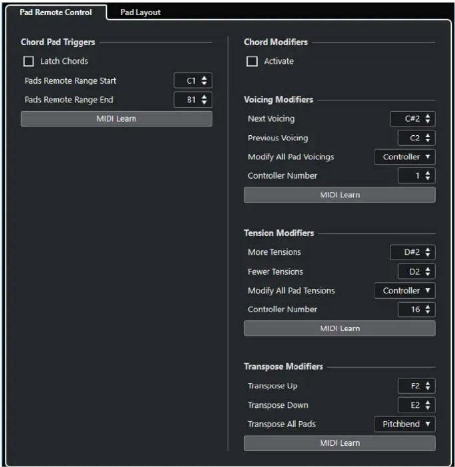 STEINBERG Cubase LE 10.5 - Boîte de dialogue Configuration des pads d'accords - 1