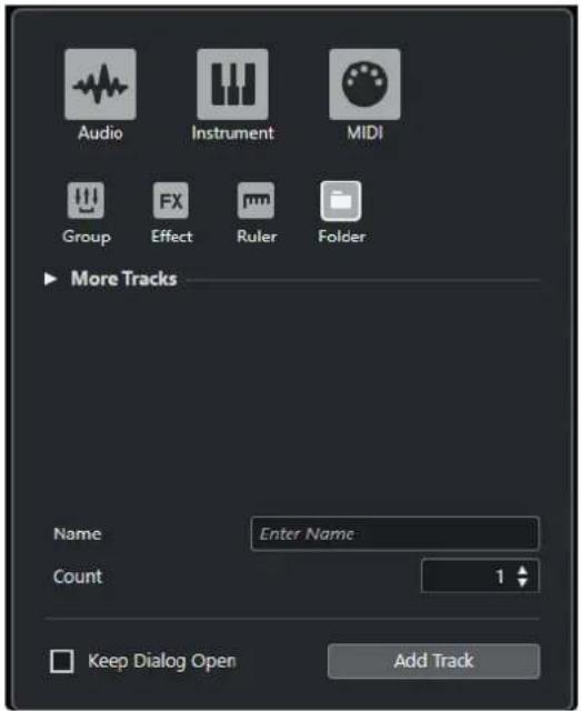 STEINBERG Cubase LE 10.5 - Boîte de dialogue Ajouter une piste - Répertoire - 1