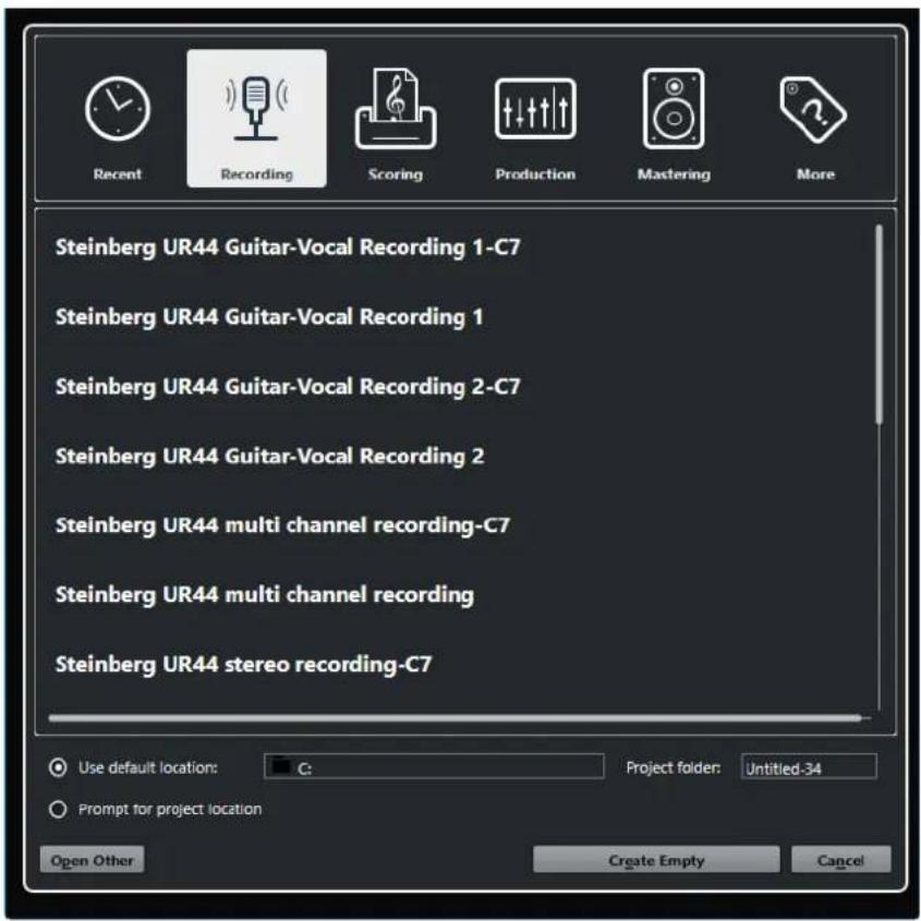 STEINBERG Cubase LE 10.5 - Boîte de dialogue Assistant de projet - 1