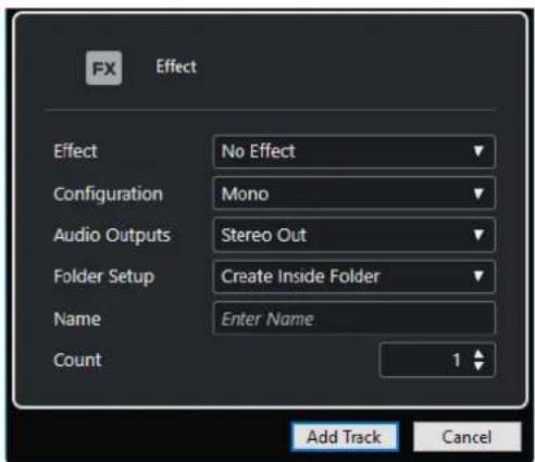STEINBERG Cubase LE 10.5 - Boîte de dialogue Ajouter une piste - Effet - 2