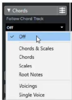 STEINBERG Cubase LE 10.5 - Modes de la fonction Suivre piste d'Accords - 1