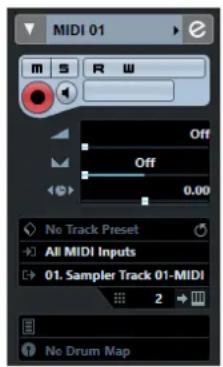 STEINBERG Cubase LE 10.5 - Inspecteur des pistes MIDI - 1