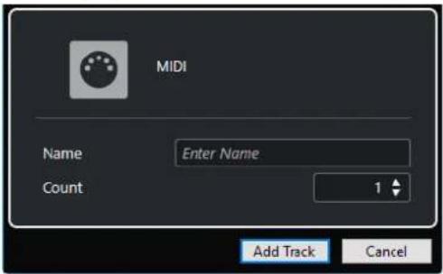 STEINBERG Cubase LE 10.5 - Boîte de dialogue Ajouter une piste - MIDI - 2
