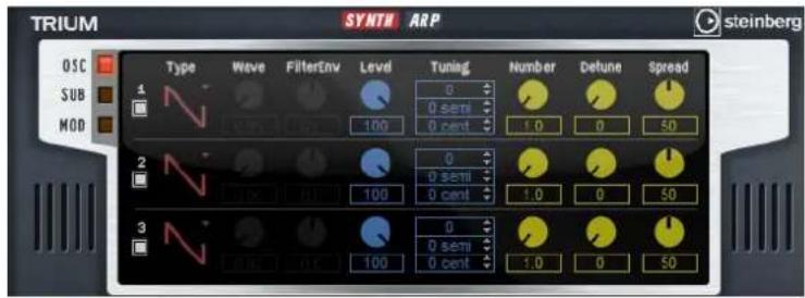 STEINBERG HALion Sonic 2 - La page Osc - 1