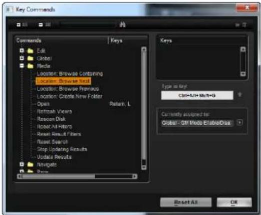 STEINBERG HALion Sonic 2 - La boîte de dialogue Key Commands pour les fonctions des instruments - 1