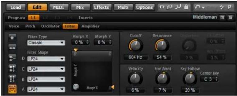 STEINBERG HALion Sonic 2 - La sous-page Filter - 1