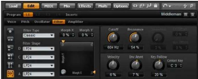 STEINBERG HALion Sonic 2 - The Filter Subpage - 1