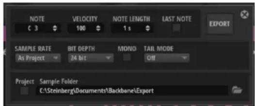 STEINBERG Backbone - Export Settings - 1