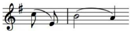 STEINBERG Dorico SE 3.5 - Extrémités des liaisons d'expression par rapport à des notes dont les hampes sont orientées dans des directions différentes - 1