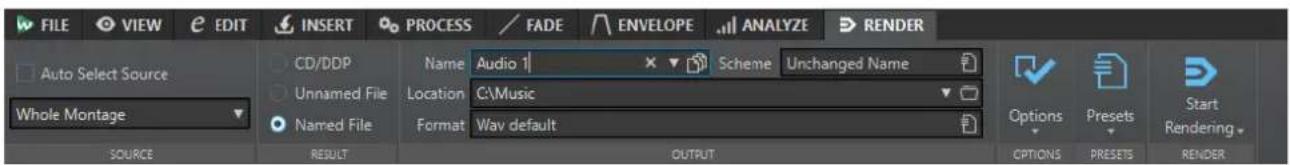 STEINBERG WaveLab Pro 12 - Onglet Rendre (Montage audio) - 1