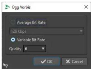 STEINBERG WaveLab Pro 12 - Boîte de dialogue Ogg Vorbis - 1